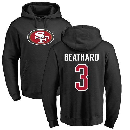 Men San Francisco 49ers Black C. J. Beathard Name and Number Logo #3 Pullover NFL Hoodie Sweatshirts
